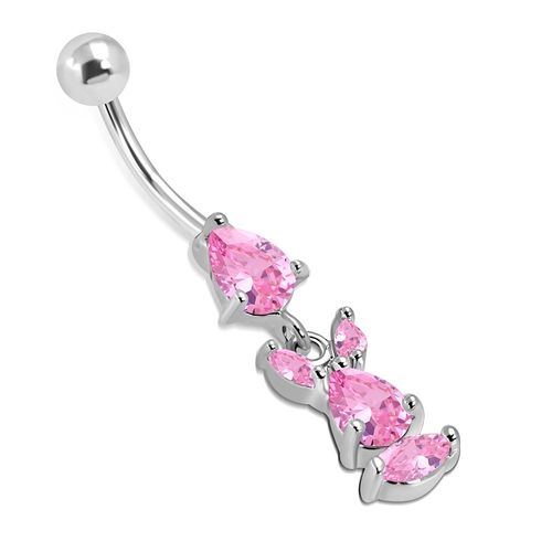 Pink CZ Bunny Belly Piercing