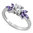 S/S Flower Leaves Amethyst Clear CZ Ring