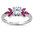 S/S Flower Leaves Ruby Clear CZ Ring