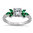 S/S Flower Leaves Emerald Clear CZ Ring