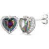 S/S Heart Shape Rainbow Topaz CZ Earrings