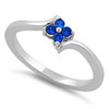 S/S Blue Spinel CZ Flower Ring