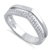 S/S Clear CZ Double V-Accented Ring