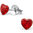 925 Sterling Silver Red Glitter Heart Studs
