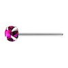 925 S/S Nose Stud with 3mm round Fuchsia Colour Crystal