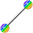 316L Barbell with Rainbow Colour Striped Acrylic Balls