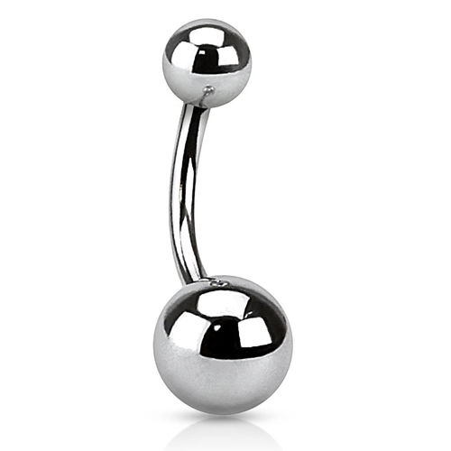 Basic surgical steel belly piercing with plain metal balls